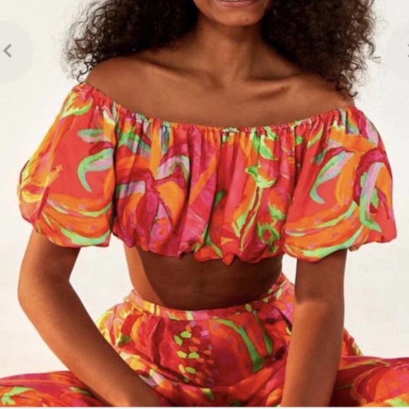 FARM Rio Tops - FARM Rio Colorful Off-Shoulder Crop Top S